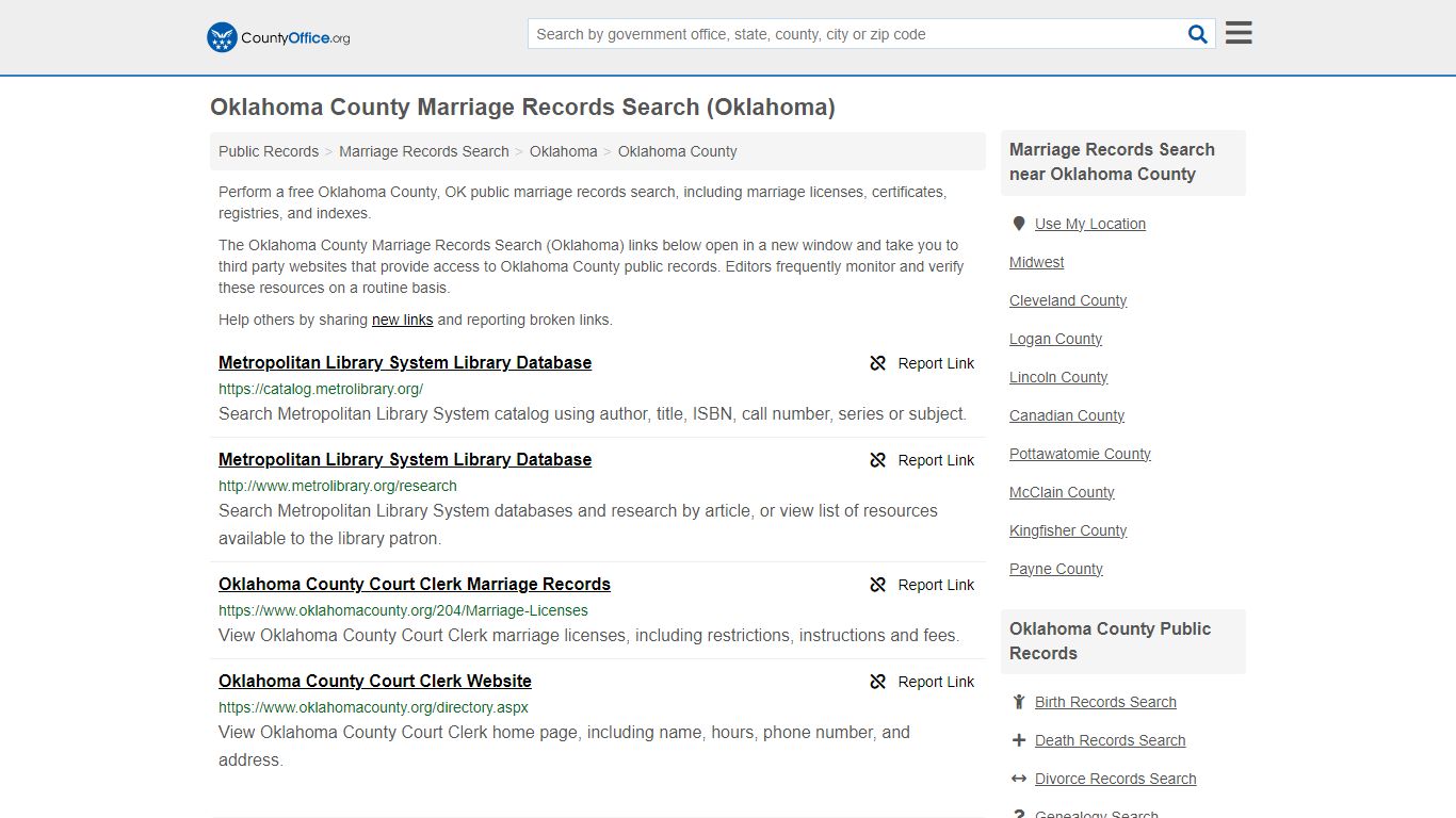 Oklahoma County Marriage Records Search (Oklahoma) - County Office